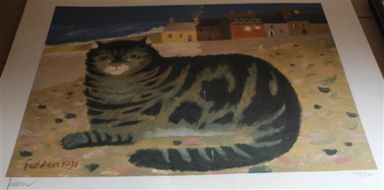 Mary Fedden, signed, print of a tabby cat